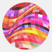 Psychedelic Square Pattern Ronde Sticker (Voorkant)