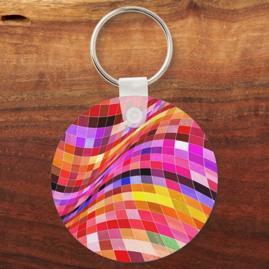 Psychedelic Square Pattern Sleutelhanger (Voorkant)