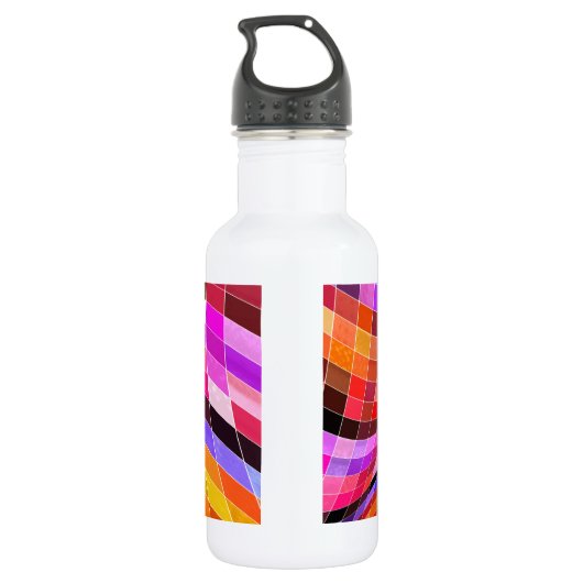 Psychedelic Square Pattern Waterfles (Achterkant)