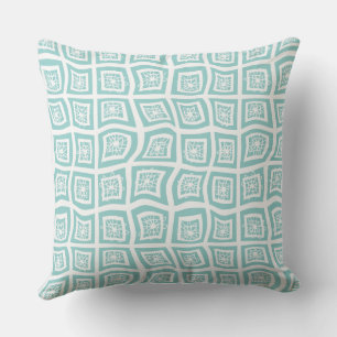 Psychedelic Square Prisms Controleer witte Blauwgr Kussen