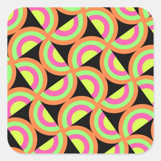 Psychedelic Squares Vierkante Sticker (Voorkant)