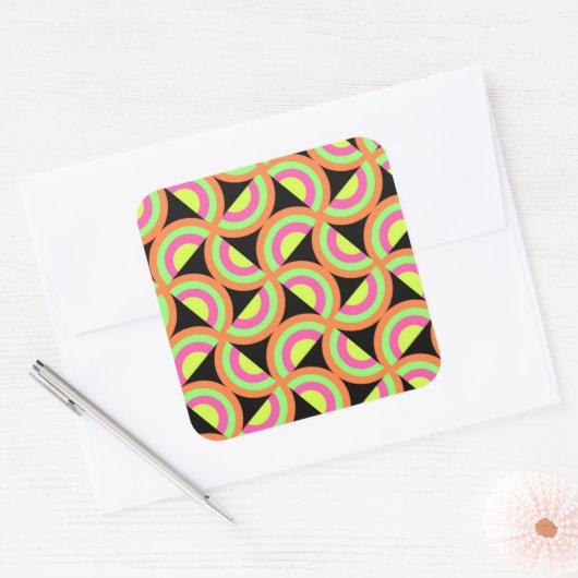 Psychedelic Squares Vierkante Sticker (Envelop)