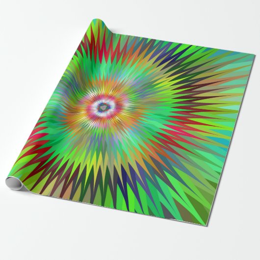 Psychedelic Starburst Fractal Cadeaupapier (Uitgerold)