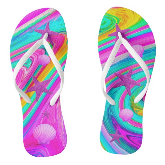 Psychedelic Starfish & Seashell Galaxy Teenslippers (Voetbed)