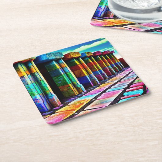 Psychedelic Stones Kartonnen Onderzetters (Schuin)