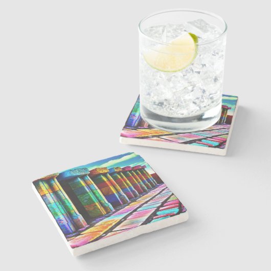 Psychedelic Stones Stenen Onderzetter (Zijkant)