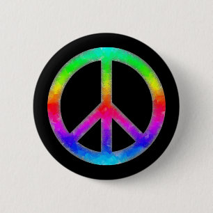 Psychedelic Stropdas-Dye Peace Sign Button