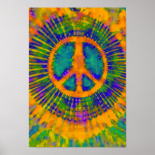 Psychedelic Stropdas-Dye Peace Sign Fine Art Poster