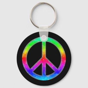 Psychedelic Stropdas-Dye Peace Sign Sleutelhanger