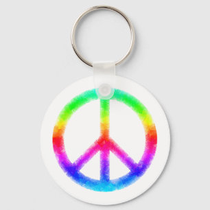 Psychedelic Stropdas-Dye Peace Sign Sleutelhanger