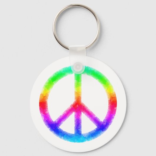 Psychedelic Stropdas-Dye Peace Sign Sleutelhanger (Voorkant)