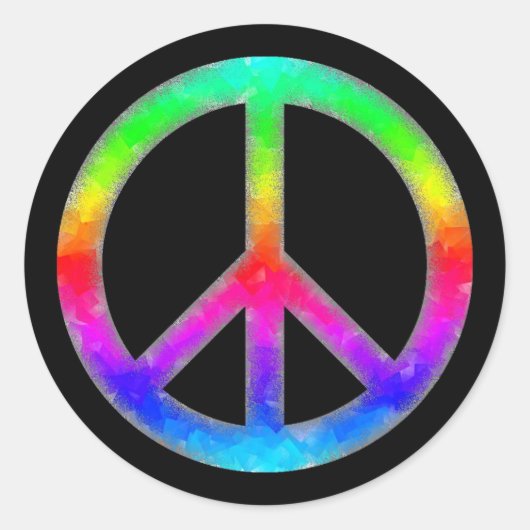 Psychedelic Stropdas-Dye Peace Sign Stickers (zwar (Voorkant)