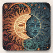  Psychedelic Sun en Moon Bier Onderzetter (Voorkant)