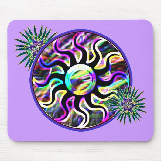 Psychedelic Sun en Moon Mousepad Muismat (Voorkant)