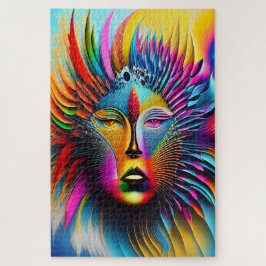 Psychedelic Sun Face Abstracte Art Legpuzzel
