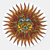 Psychedelic Sun Ronde Sticker (Voorkant)