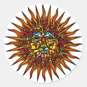 Psychedelic Sun Ronde Sticker