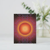 Psychedelic Sun: Spiral Fractal Design Briefkaart (Staand voorkant)