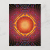 Psychedelic Sun: Spiral Fractal Design Briefkaart (Voorkant)