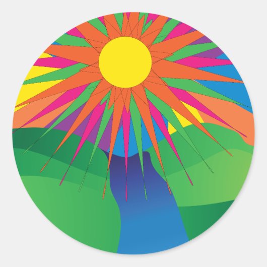 Psychedelic Sun Sticker (Voorkant)