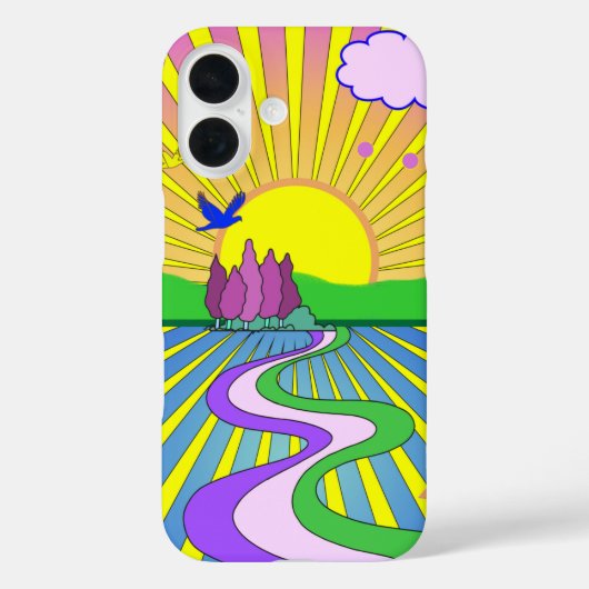 Psychedelic Sunburst Kaleidoscope Summer of Love Case-Mate iPhone Case (Achterkant)