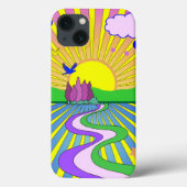 Psychedelic Sunburst Kaleidoscope Summer of Love Case-Mate iPhone Case (Achterkant)