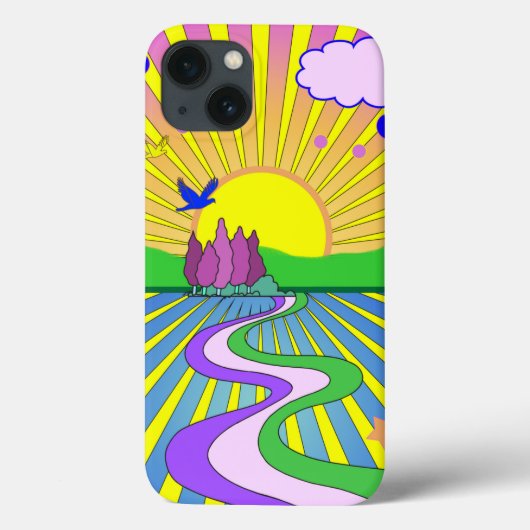 Psychedelic Sunburst Kaleidoscope Summer of Love Case-Mate iPhone Case (Achterkant)