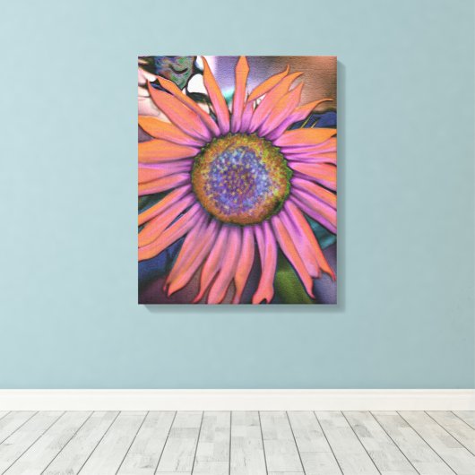 Psychedelic Sunflower Canvas Afdruk (Insitu (Houten vloer))