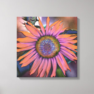 Psychedelic Sunflower Canvas Afdruk