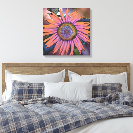 Psychedelic Sunflower Canvas Afdruk (Insitu (Slaapkamer))