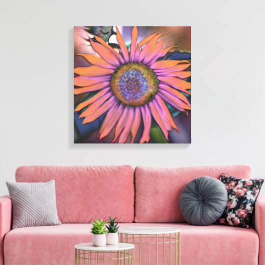 Psychedelic Sunflower Canvas Afdruk (Insitu (Woonkamer))