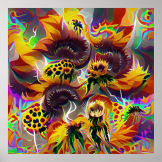Psychedelic Sunflower Poster Acrylprint