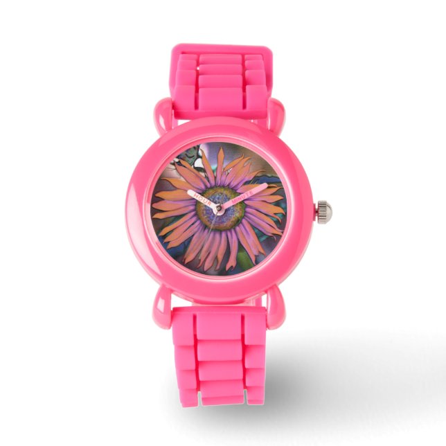 Psychedelic Sunflower Watch met Glitter Strap Horloge (Voorkant)
