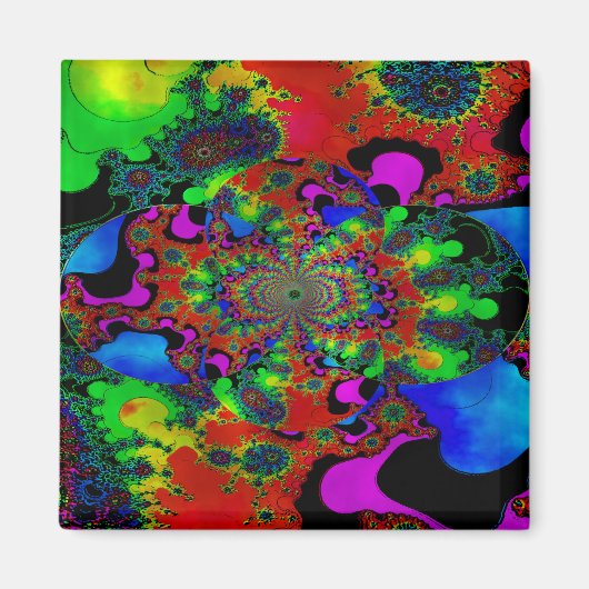 "Psychedelic Sunrise in Glas in lood" Magneet (Voorkant)