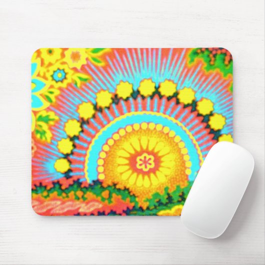 Psychedelic Sunset 60's  Mousepad Muismat (Met muis)