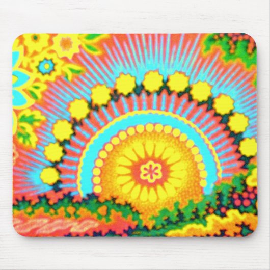 Psychedelic Sunset 60's  Mousepad Muismat (Voorkant)