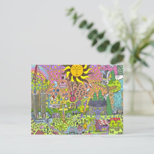 PSYCHEDELIC SUNSET BRIEFKAART (Staand voorkant)