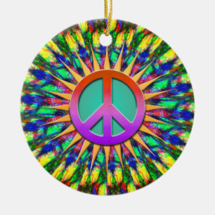 Psychedelic Sunshine Groovy Peace Ornament