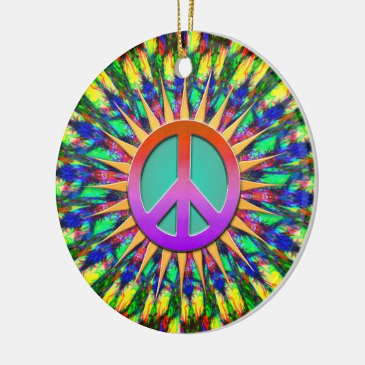 Psychedelic Sunshine Groovy Peace Ornament (Links)