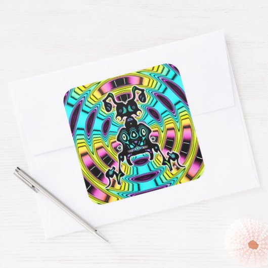 Psychedelic super mier als schepsel vierkante sticker (Envelop)