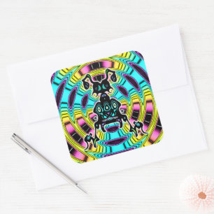 Psychedelic super mier als schepsel vierkante sticker