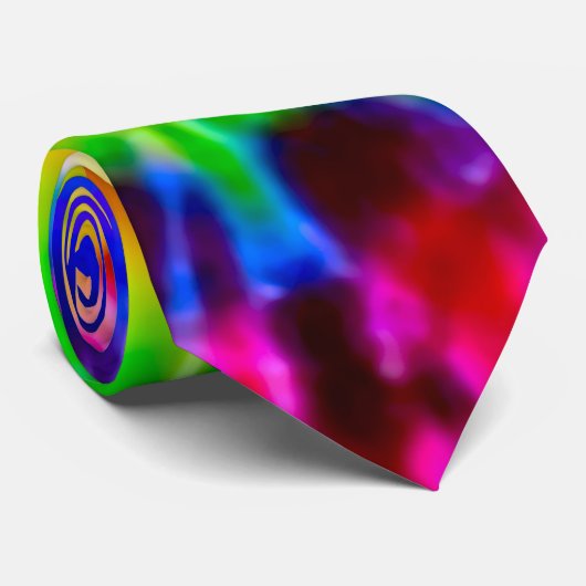 Psychedelic Super Nova Tie Dye Stropdas zijde (Opgerold)