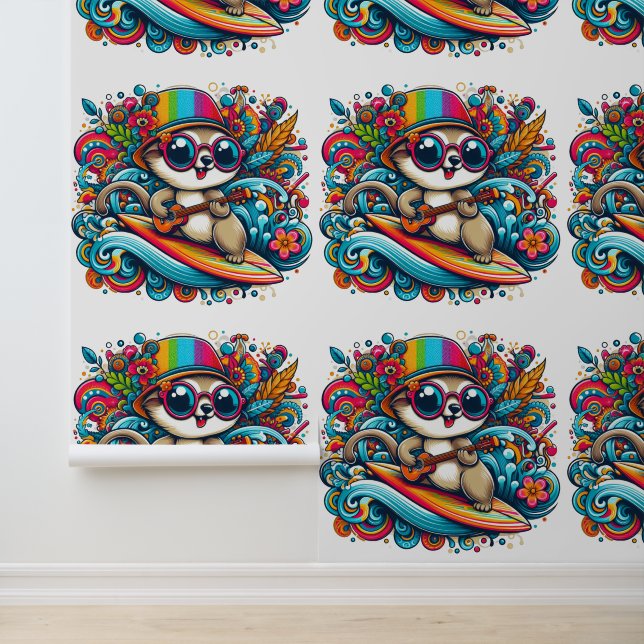 Psychedelic Surfer Dude Behang (Applicatie)