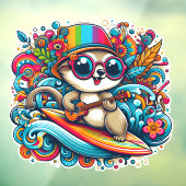 Psychedelic Surfer Dude Raamsticker (Vel 3)