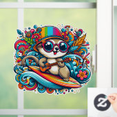 Psychedelic Surfer Dude Raamsticker (Huis)