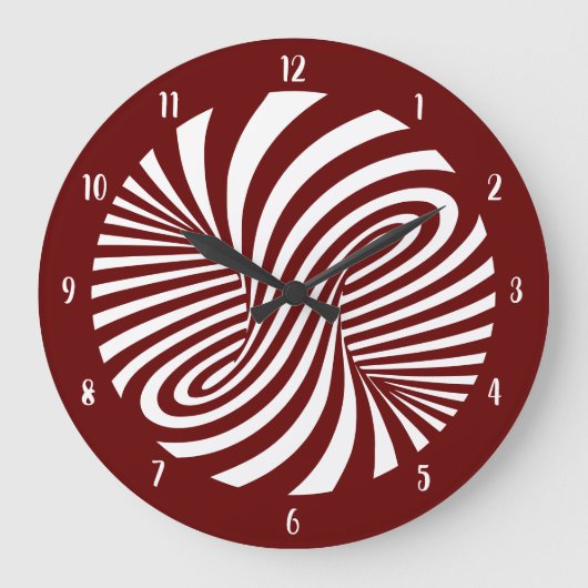 Psychedelic Swirl Optical Illusion Burgundy Grote Klok (Voorkant)