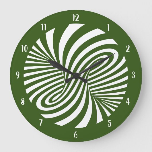 Psychedelic Swirl Optical Illusion Green Grote Klok (Voorkant)