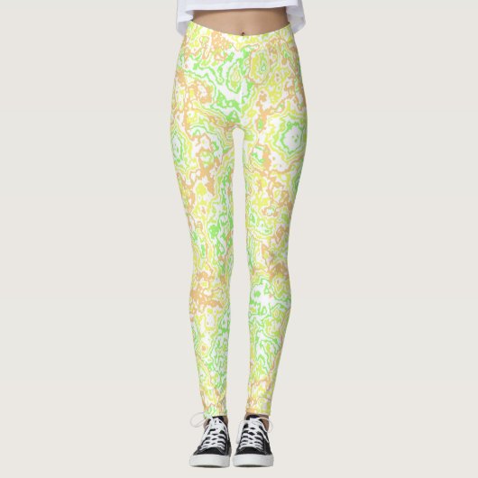 Psychedelic Swirly Boho Hippie Kleurrijk Marmer Leggings (Voorkant)