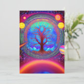 Psychedelic Synthwave Tree of Life Kaart (Staand voorkant)