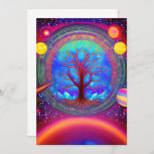 Psychedelic Synthwave Tree of Life Kaart (Voorkant / Achterkant)